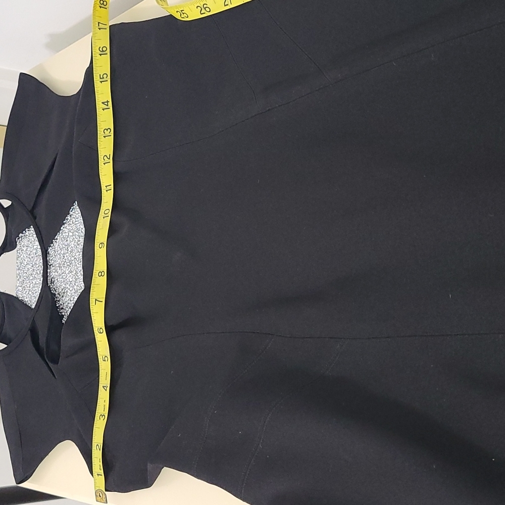 SZ 10 Cache Black Sleeveless Cut-Out Tailored Stretchy Dress - Picture 16 of 16